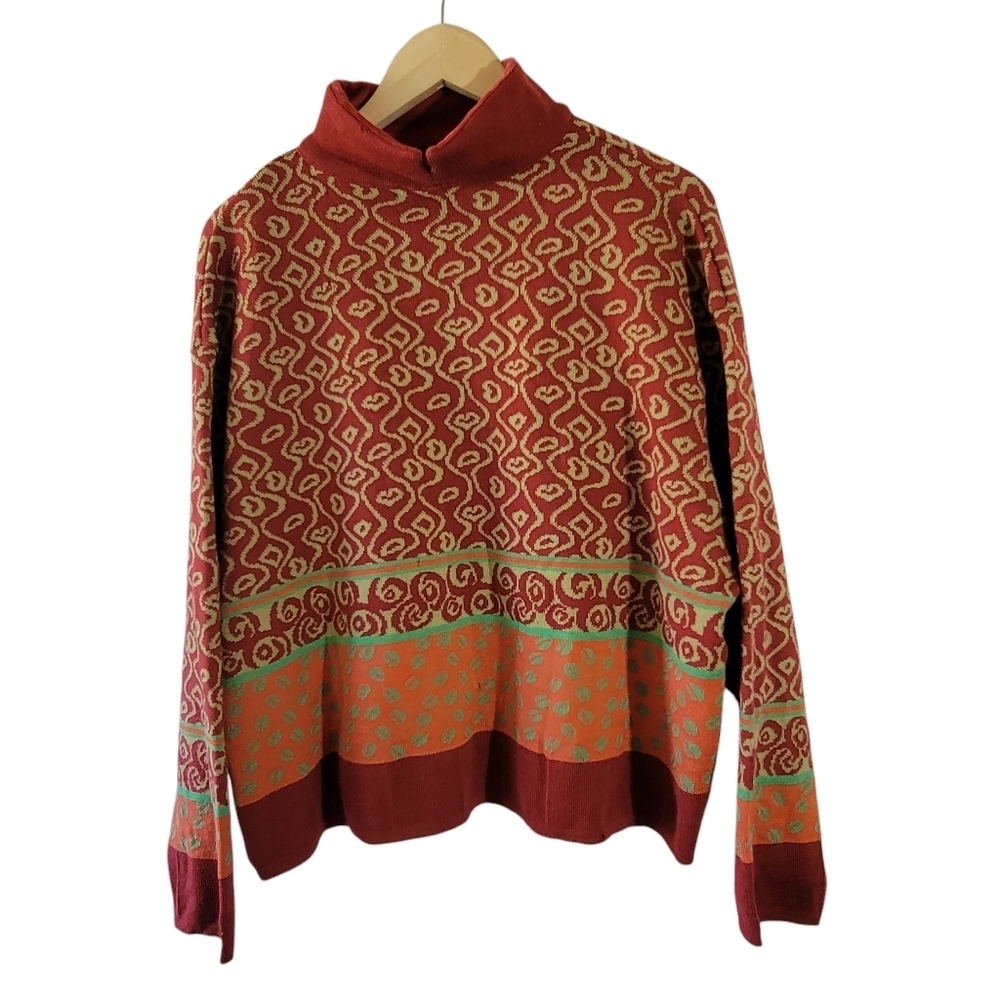 VTG Carla Du Nord Scandinavian Wool Sweater Sz M Multicolored Southwestern Cozy